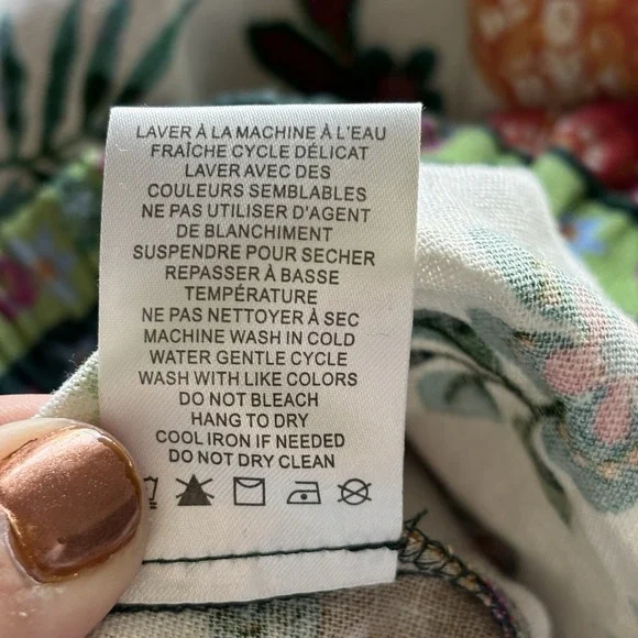 Rachel Zoe Linen Blend Maxi Skirt SM Tropical Parrot Print Resort Boho Hippie - Picture 9 of 13